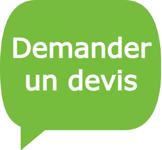 Une bulle verte où il est écrit 'Demander un devis'